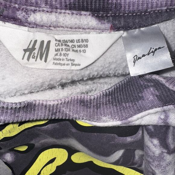H&M Purple Tie-Dye Dua Lipa Don’t Start Now Sweatshirt Pullover Size 8/10 GUC - Picture 3 of 7